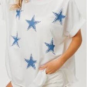 Dallas Cowboy Fans!! 💕 Bibi White Star Embellished Women's Top - medium